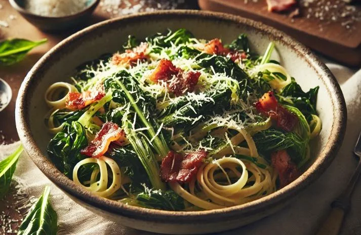 Pasta cicoria e pancetta